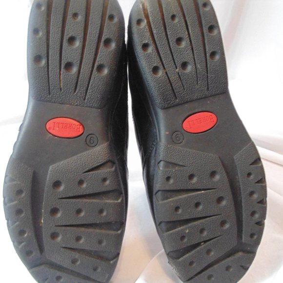 Borelli Leather Mens Shoes Size 9 Black Lace Up Derby Almond Toe Dress Shoes - Picture 5 of 6